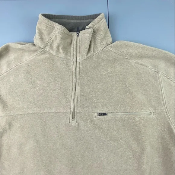 L.L. Bean Men's Tan Fleece Pullover 1/4 zip Performance Outdoor Wear size Large